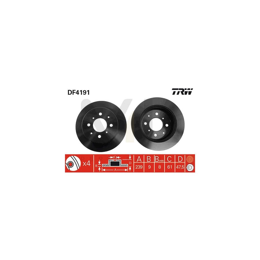 TRW DF4191 Brake Disc Solid, Painted | Performance Parts Direct Car Parts
