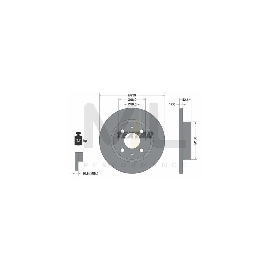 TEXTAR 92039100 Brake Disc Solid, without wheel hub, without wheel studs | Performance Parts Direct Car Parts