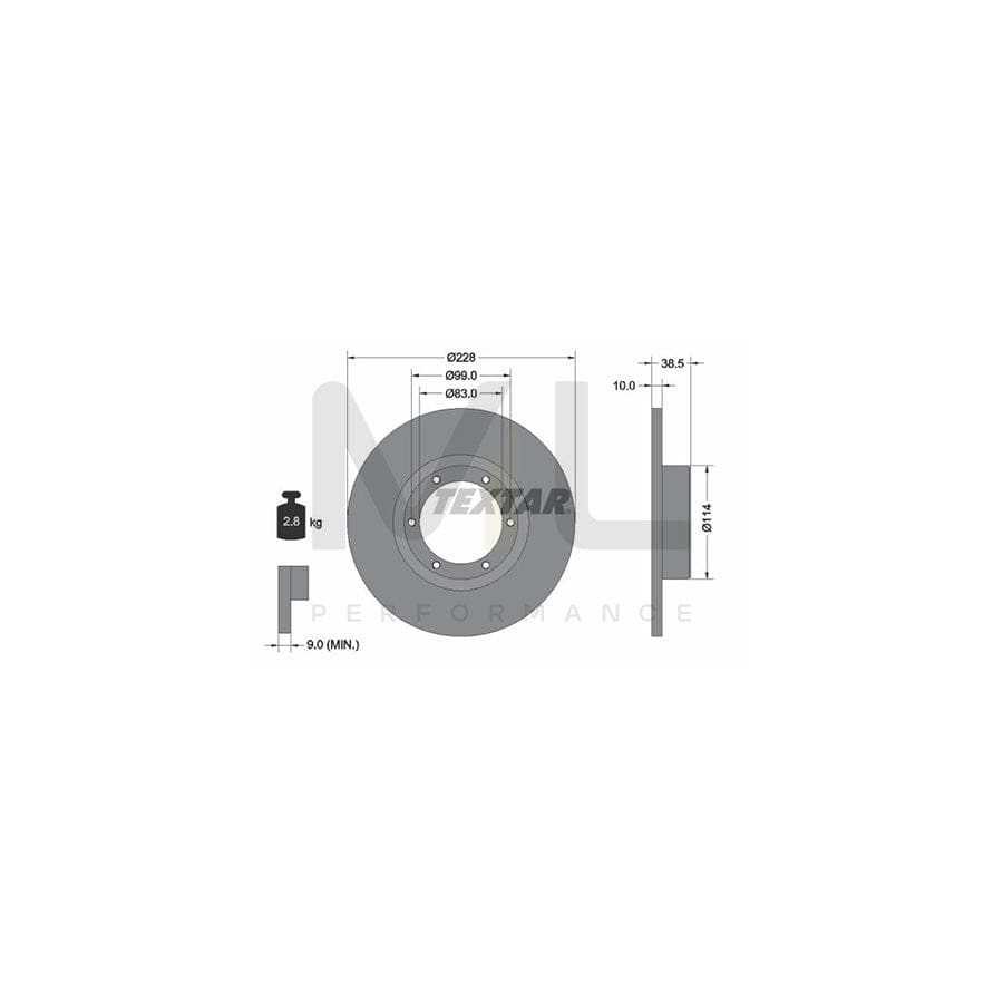 TEXTAR 92009200 Brake Disc Solid, without wheel hub, without wheel studs | Performance Parts Direct Car Parts