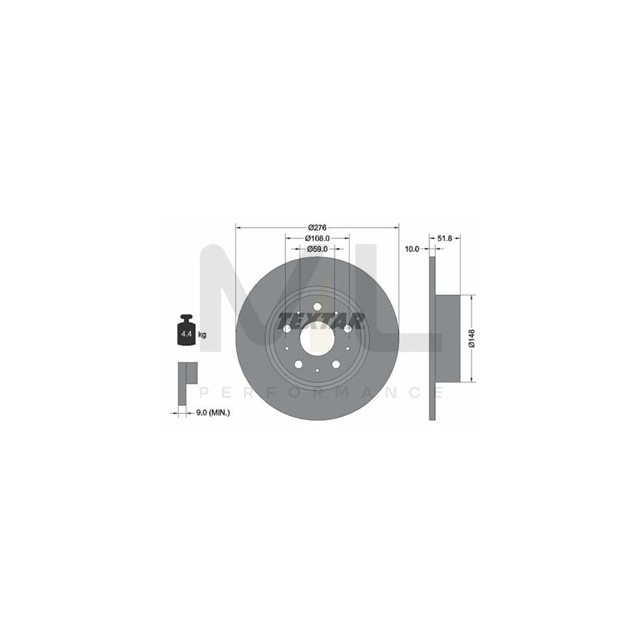 TEXTAR 92095300 Brake Disc Solid, without wheel hub, without wheel studs | Performance Parts Direct Car Parts