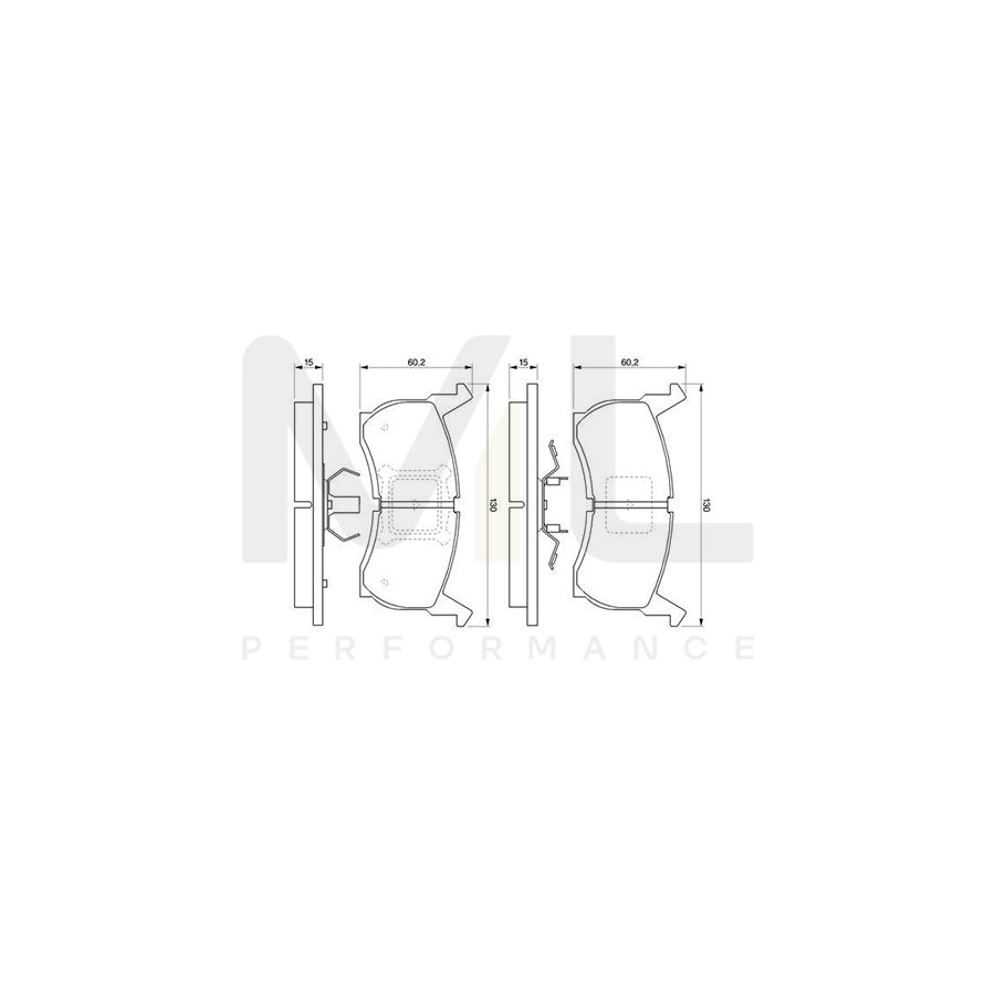 Bosch 0986424142 Brake Pad Set For Mazda 626 BP060 | Performance Parts Direct Car Parts
