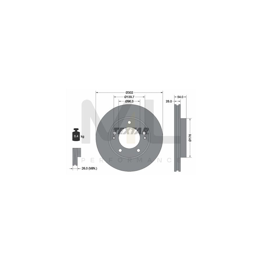 TEXTAR PRO 92147303 Brake Disc for KIA Sorento I (JC) Internally Vented, Coated, without wheel hub, without wheel studs | Performance Parts Direct Car Parts