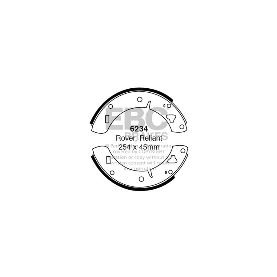 EBC 6234 Gilbern Mg Reliant Wolseley Rear Brake Shoes