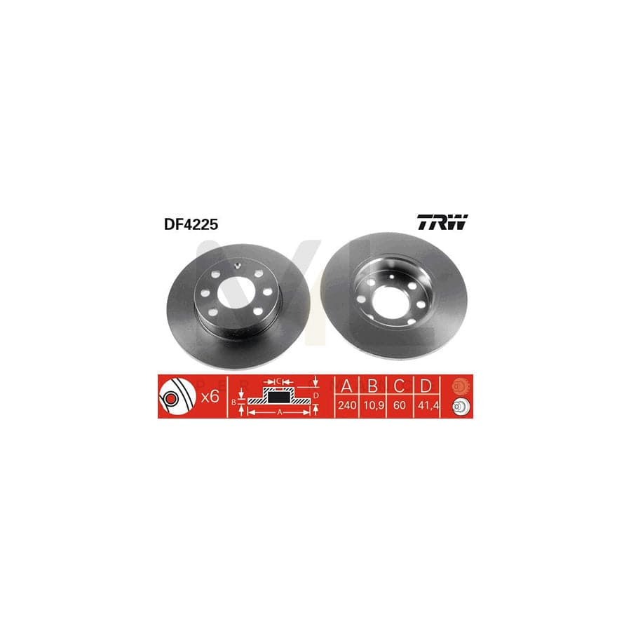 TRW DF4225 Brake Disc Solid, Painted | Performance Parts Direct Car Parts