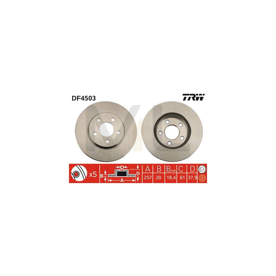 TRW DF4503 Brake Disc Vented, Painted | Performance Parts Direct Car Parts