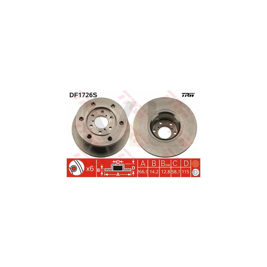 TRW DF1726S Brake Disc Solid, Painted | Performance Parts Direct Car Parts