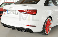 Rieger 00088185 Audi 8V S3 Rear Diffuser for Original Twin Tailpipe Left & Right - Glossy Black