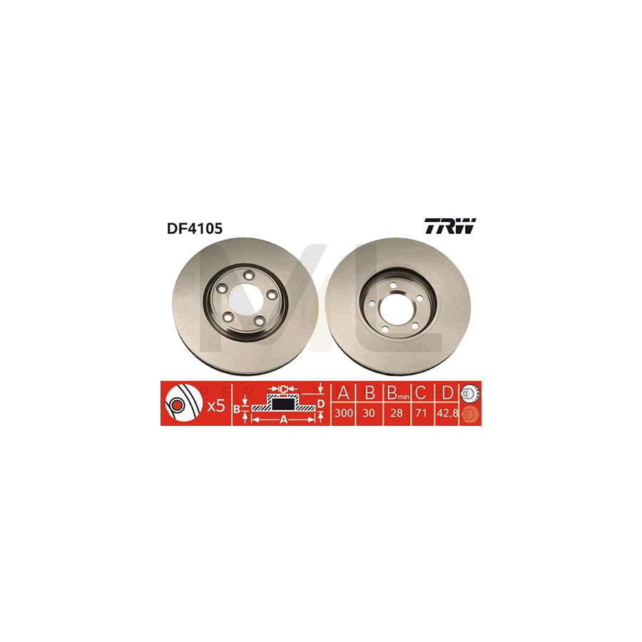 TRW DF4105 Brake Disc Vented, Painted | Performance Parts Direct Car Parts