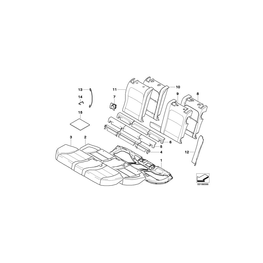 Genuine BMW 52206964847 E61 Cover Backrest Cloth Left ANTHRAZIT (Inc. 530xd, 525d & 523i)