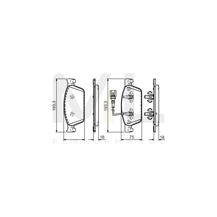 Bosch 0986Tb3163 Brake Pad Set Incl. Wear Warning Contact, With Integrated Wear Sensor  | Performance Parts Direct Car Parts