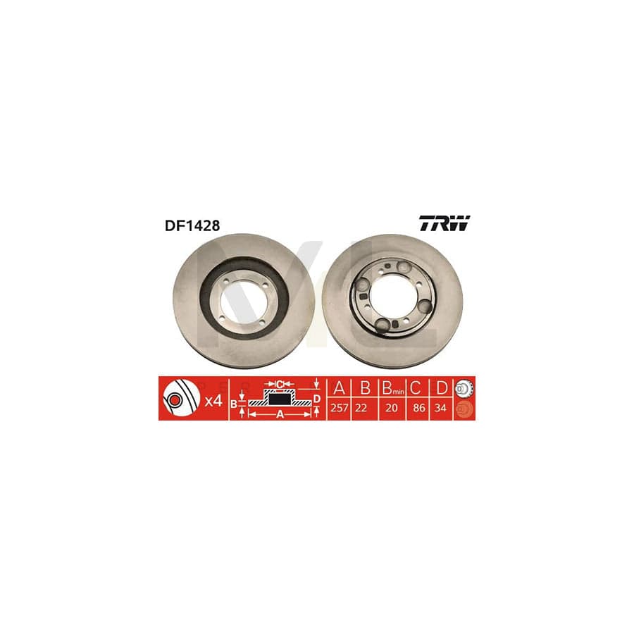TRW DF1428 Brake Disc Vented, Painted | Performance Parts Direct Car Parts