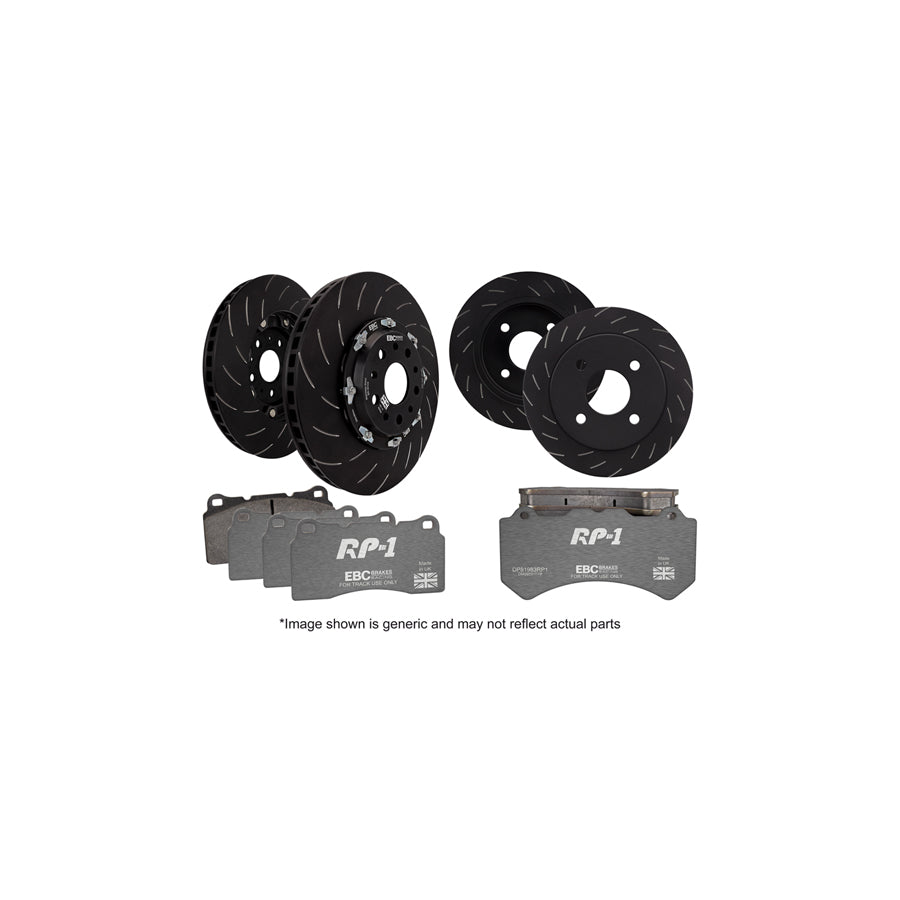 EBC P2DK037RP1 Mitsubishi Lancer Evo 10 Full Vehicle Kit RP1 Full Race Pads & 2-Piece Fully-Floating Discs - Brembo Caliper 1 |