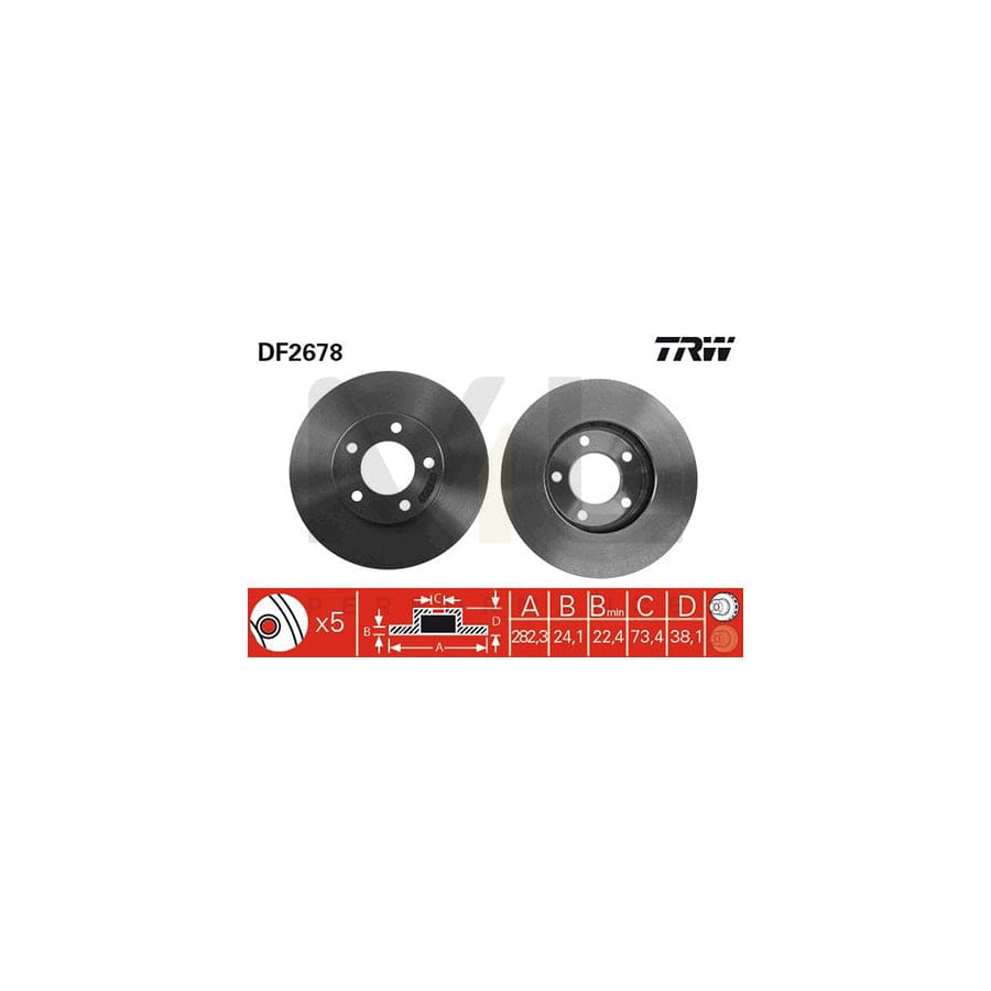 TRW DF2678 Brake Disc Vented, Painted | Performance Parts Direct Car Parts