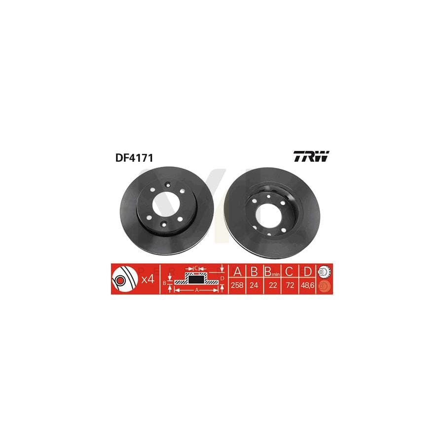 TRW DF4171 Brake Disc Vented, Painted | Performance Parts Direct Car Parts