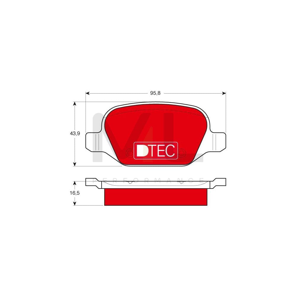 TRW Dtec Cotec Gdb1396Dte Brake Pad Set Not Prepared For Wear Indicator, With Brake Caliper Screws, With Accessories | Performance Parts Direct Car Parts