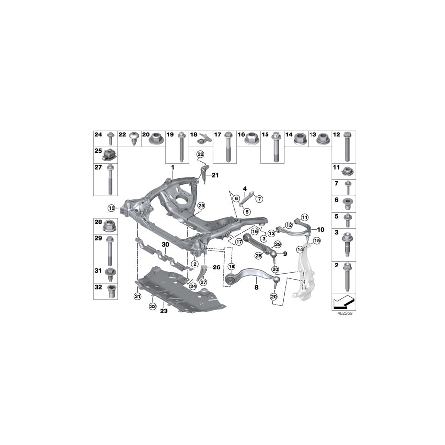 Genuine BMW 31126870026 G32 G15 G30 A-Arm Camber Adjustment, Upper -30MIN (Inc. 520d, 540iX & 540dX)