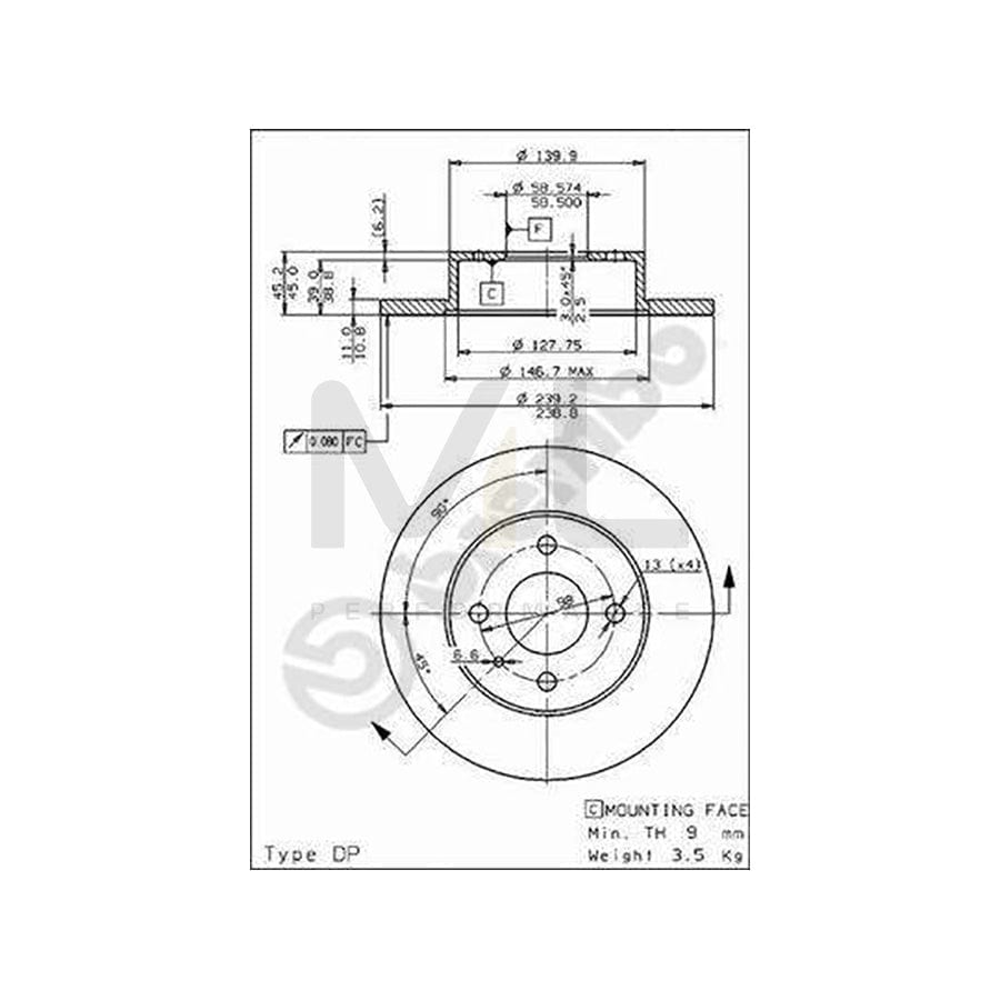BREMBO 08.2792.10 Brake Disc Solid  - 1 piece