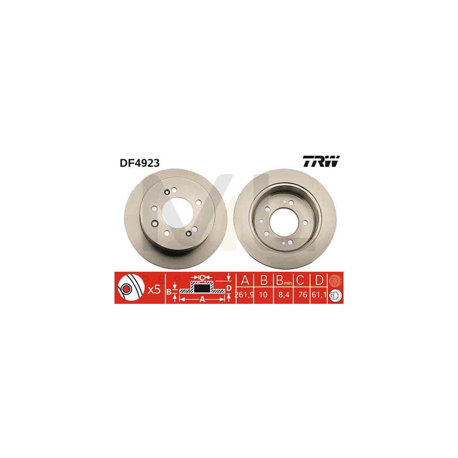 TRW DF4923 Brake Disc Solid, Painted | Performance Parts Direct Car Parts