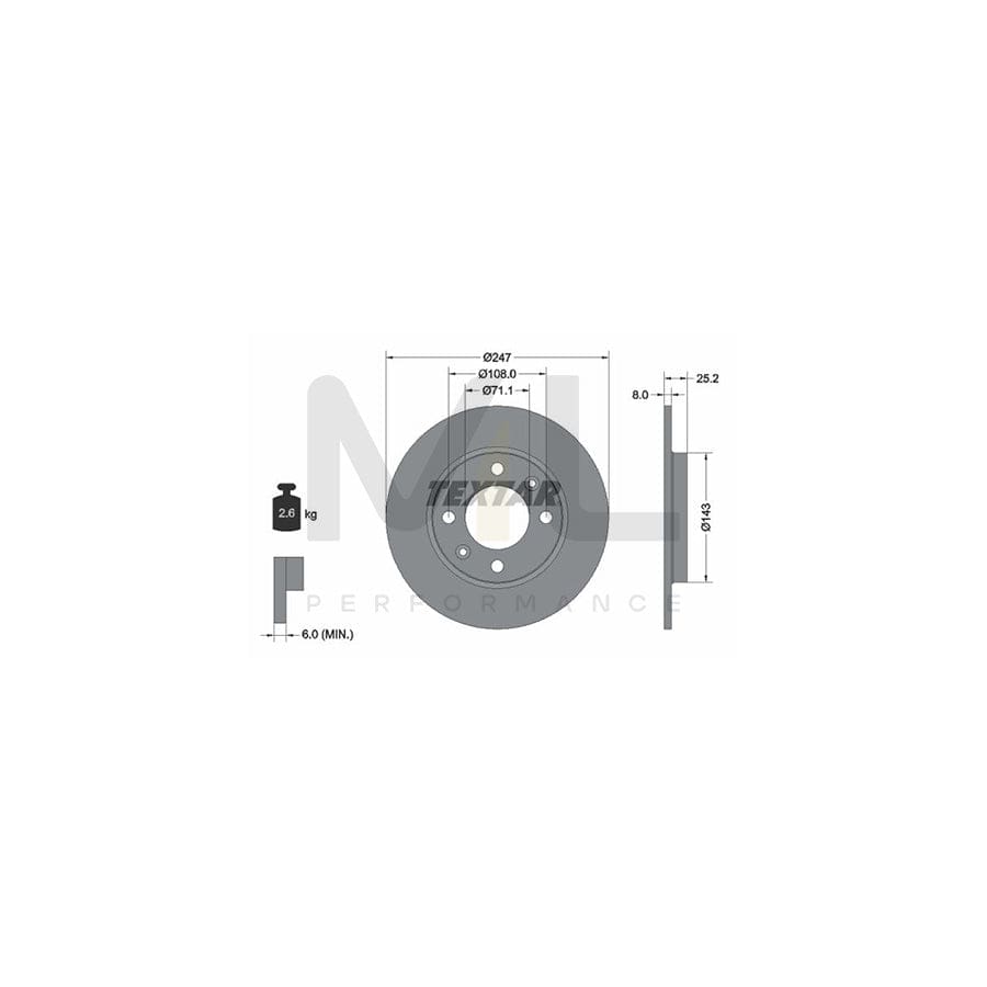 TEXTAR 92055000 Brake Disc Solid, without wheel hub, without wheel studs | Performance Parts Direct Car Parts