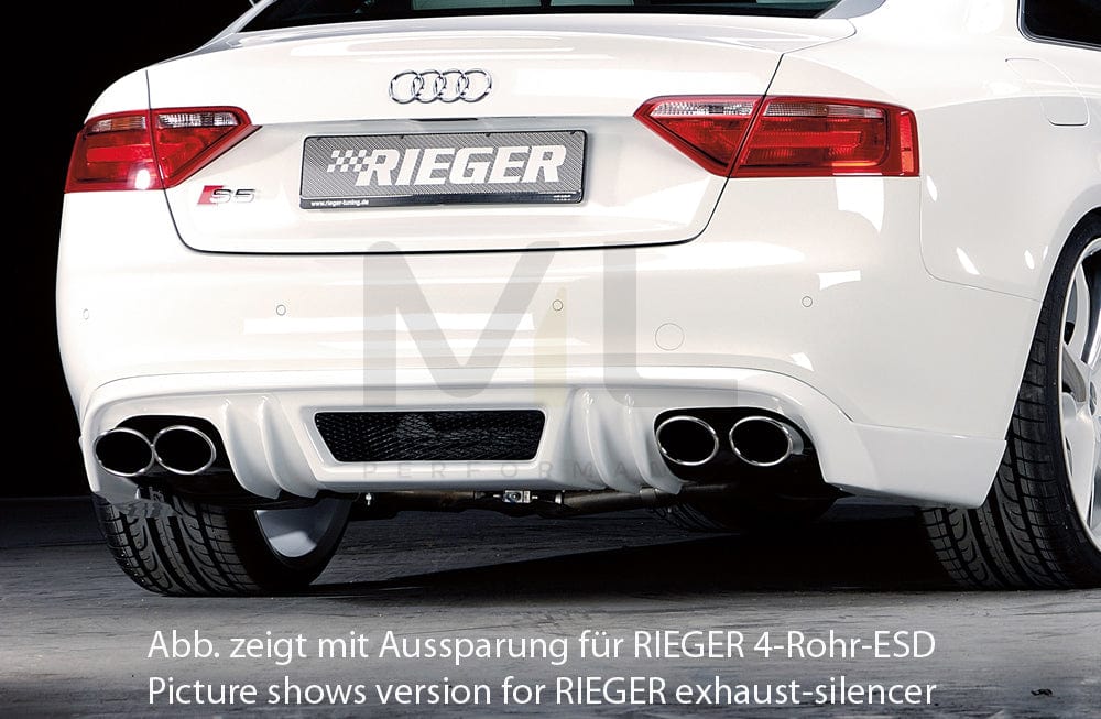 Rieger 00055428 Audi B8 B81 A5 Rear Diffuser for Original Tailpipe Left & RIght -  Matte Black