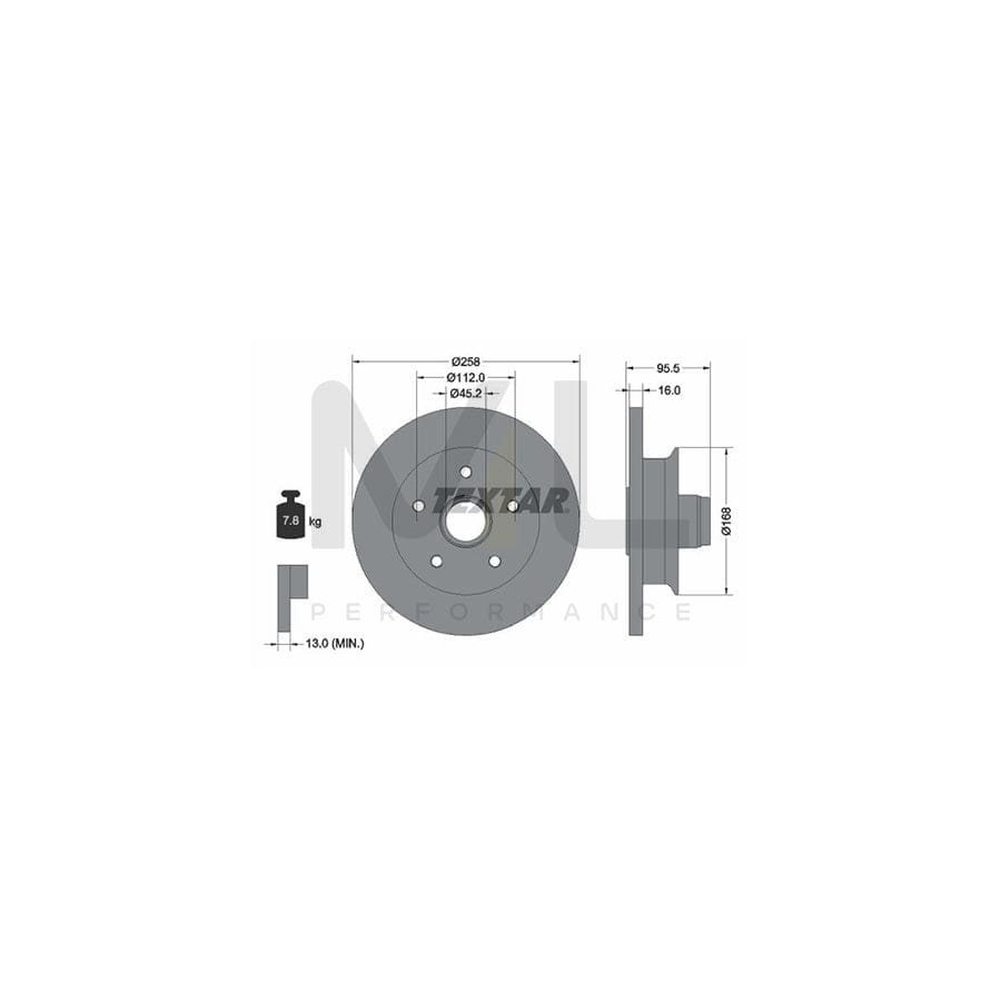 TEXTAR 92053000 Brake Disc for Solid, with wheel hub, without wheel studs | Performance Parts Direct Car Parts