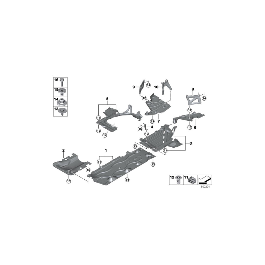 Genuine BMW 51757436699 F44 Bracket Underfloor Panelling, Left (Inc. 218i)