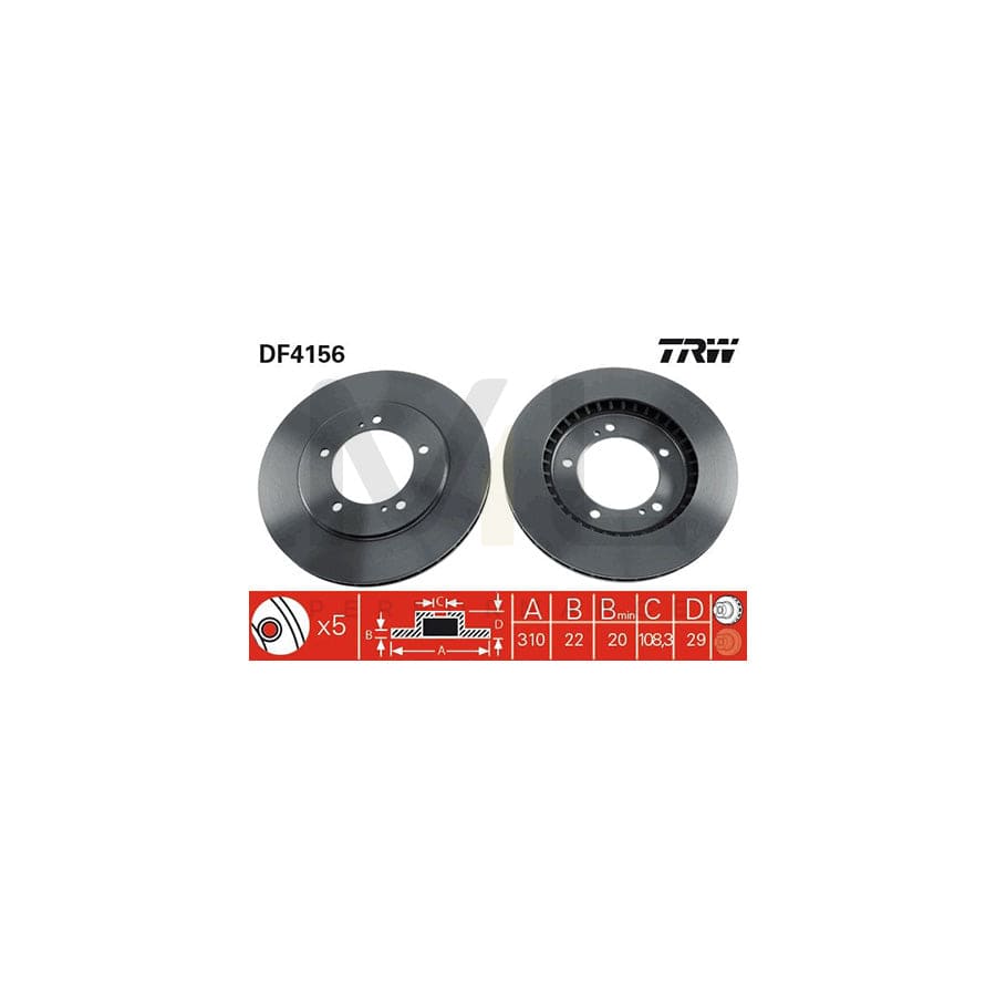 TRW DF4156 Brake Disc Vented, Painted | Performance Parts Direct Car Parts
