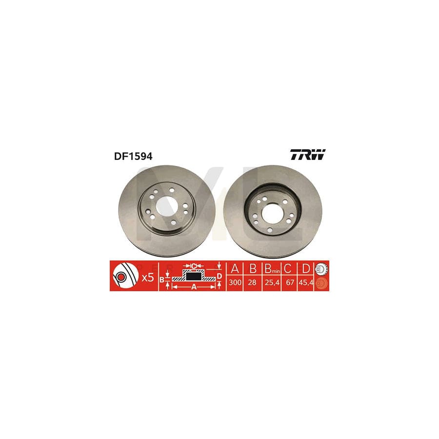 TRW DF1594 Brake Disc Vented, Painted | Performance Parts Direct Car Parts