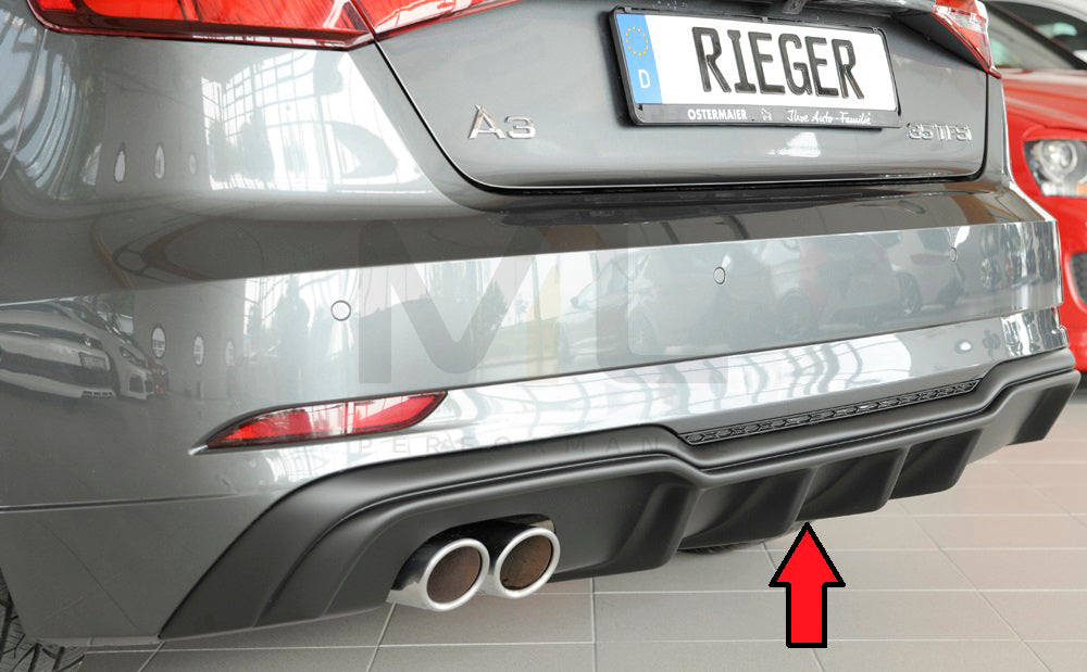 Rieger 00056820 Audi 8V A3 Rear Diffuser for Twin Tailpipe Left -  Matte Black