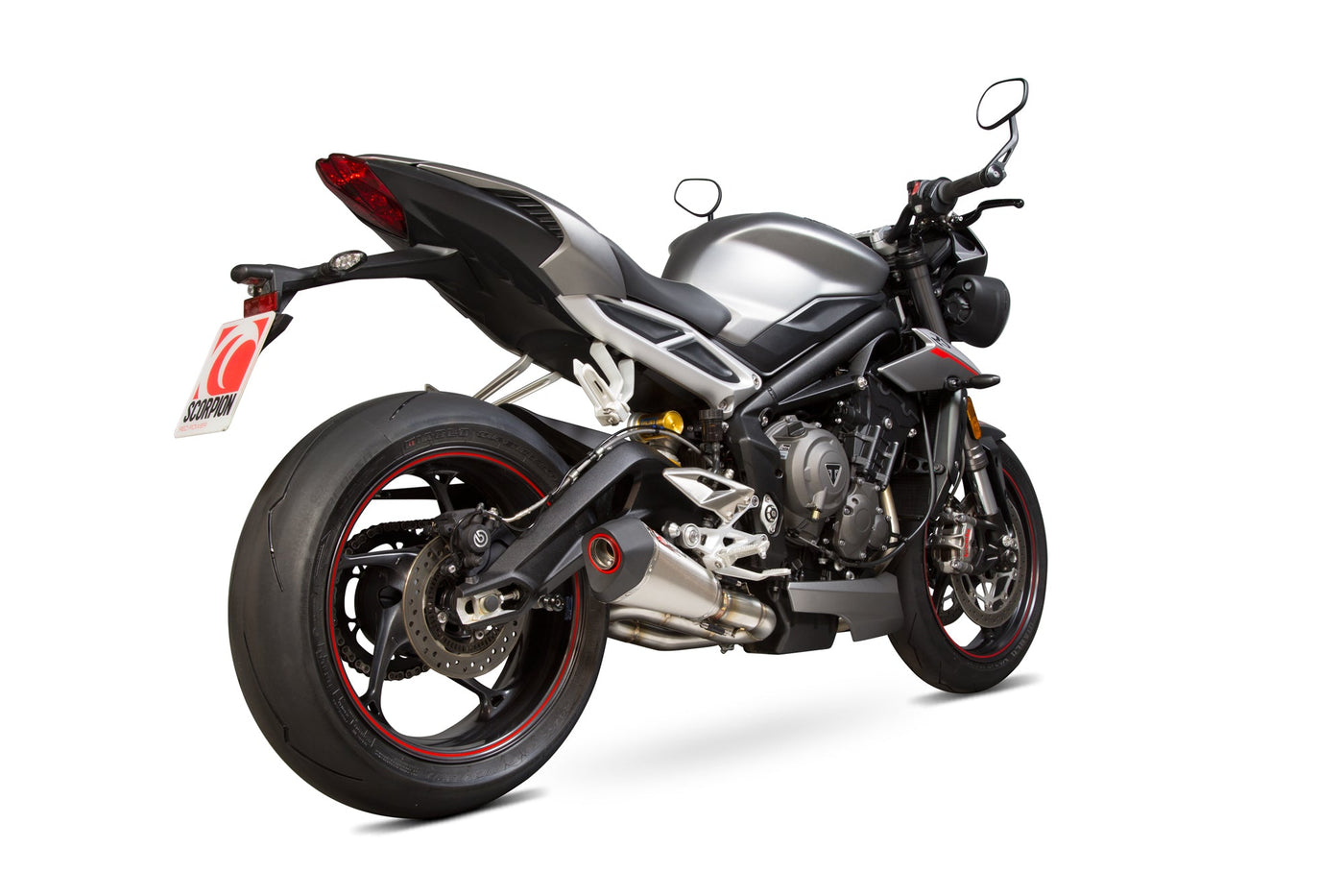 Scorpion RTR87SEO Triumph Street Triple 765 Serket Taper Slip-On Exhaust - Brushed Stainless Steel Sleeve