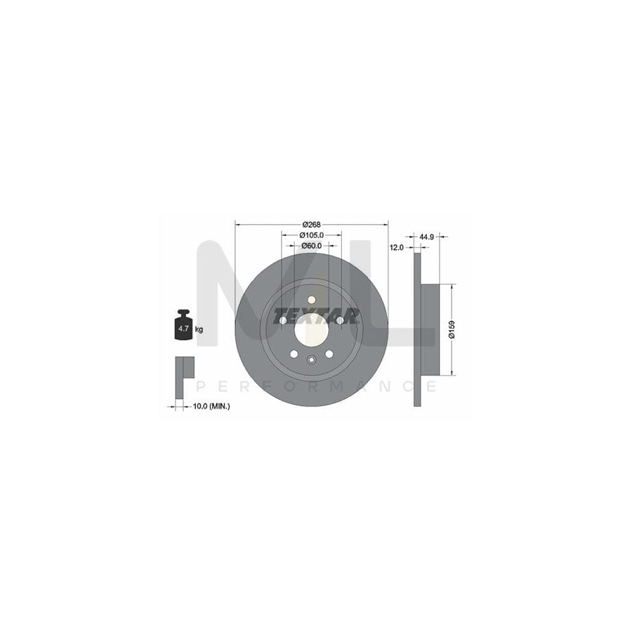 TEXTAR PRO 92205503 Brake Disc Solid, Coated, without wheel hub, without wheel studs | Performance Parts Direct Car Parts