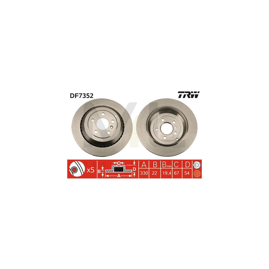 TRW DF7352 Brake Disc Vented, Painted | Performance Parts Direct Car Parts