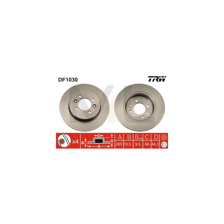 TRW DF1030 Brake Disc Solid, Painted, with bolts/screws | Performance Parts Direct Car Parts
