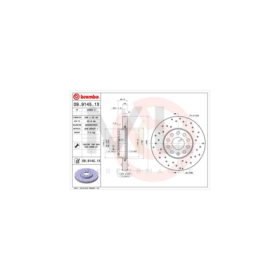 BREMBO 09.A235.10 Brake Disc Internally Vented, with bolts/screws  - 1 piece
