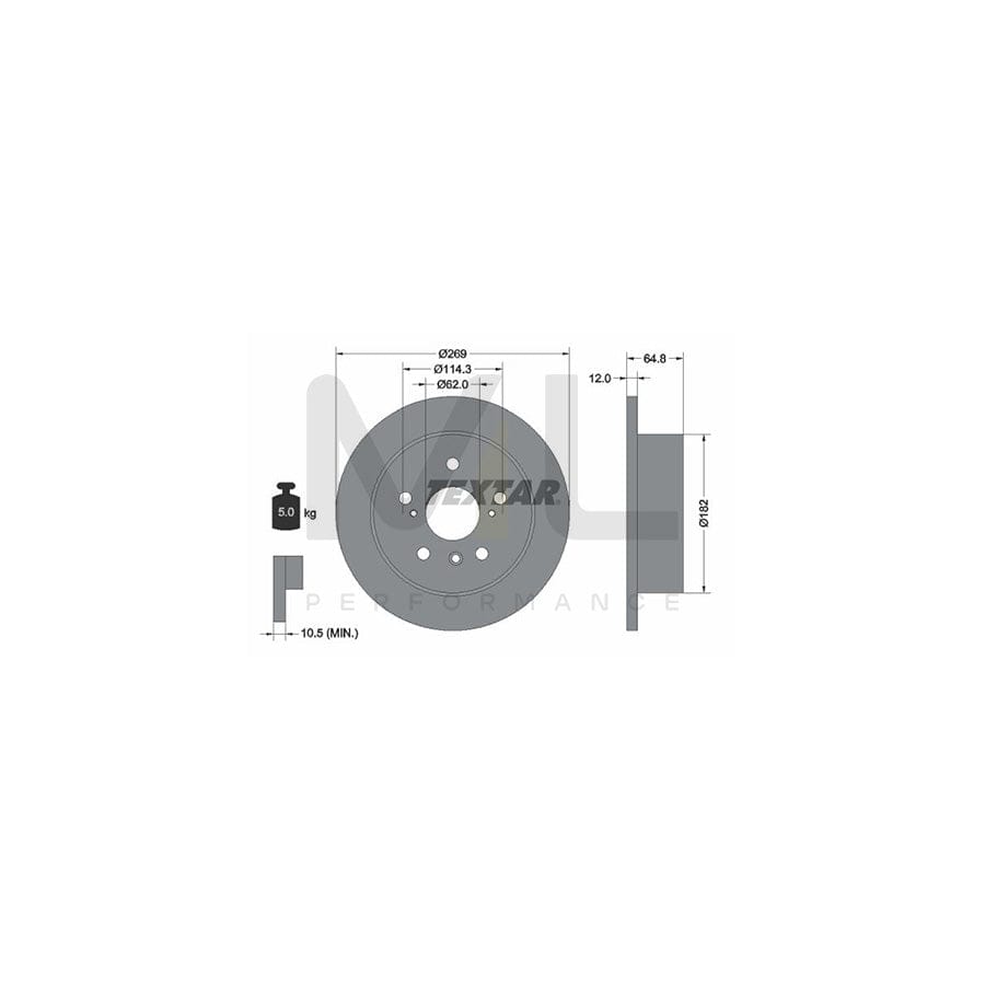 TEXTAR 92139800 Brake Disc Solid, without wheel hub, without wheel studs | Performance Parts Direct Car Parts