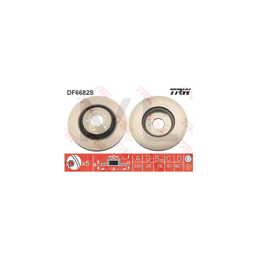 TRW DF6682S Brake Disc Vented, Painted | Performance Parts Direct Car Parts