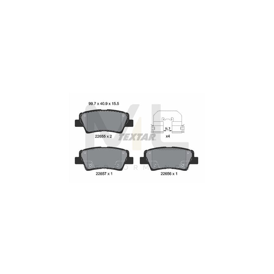 TEXTAR 2265501 Brake pad set incl. wear warning contact, with accessories