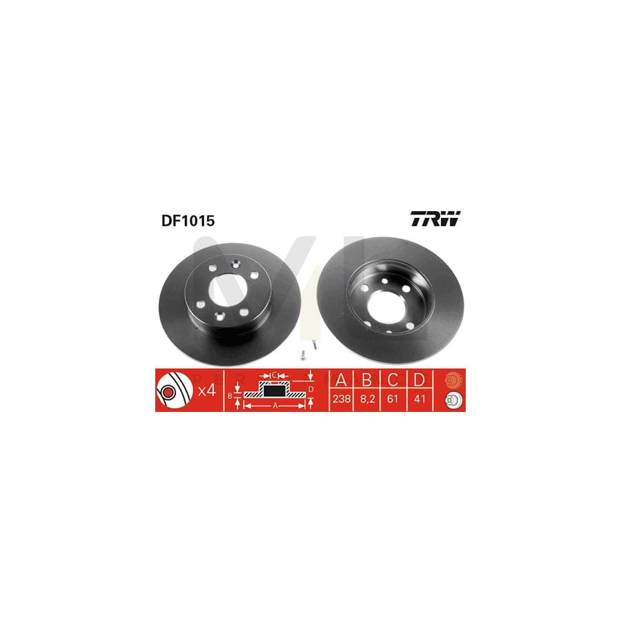 TRW DF1015 Brake Disc Solid, Painted, with bolts/screws | Performance Parts Direct Car Parts