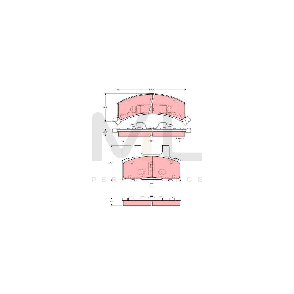 TRW Gdb1273 Brake Pad Set With Acoustic Wear Warning | Performance Parts Direct Car Parts