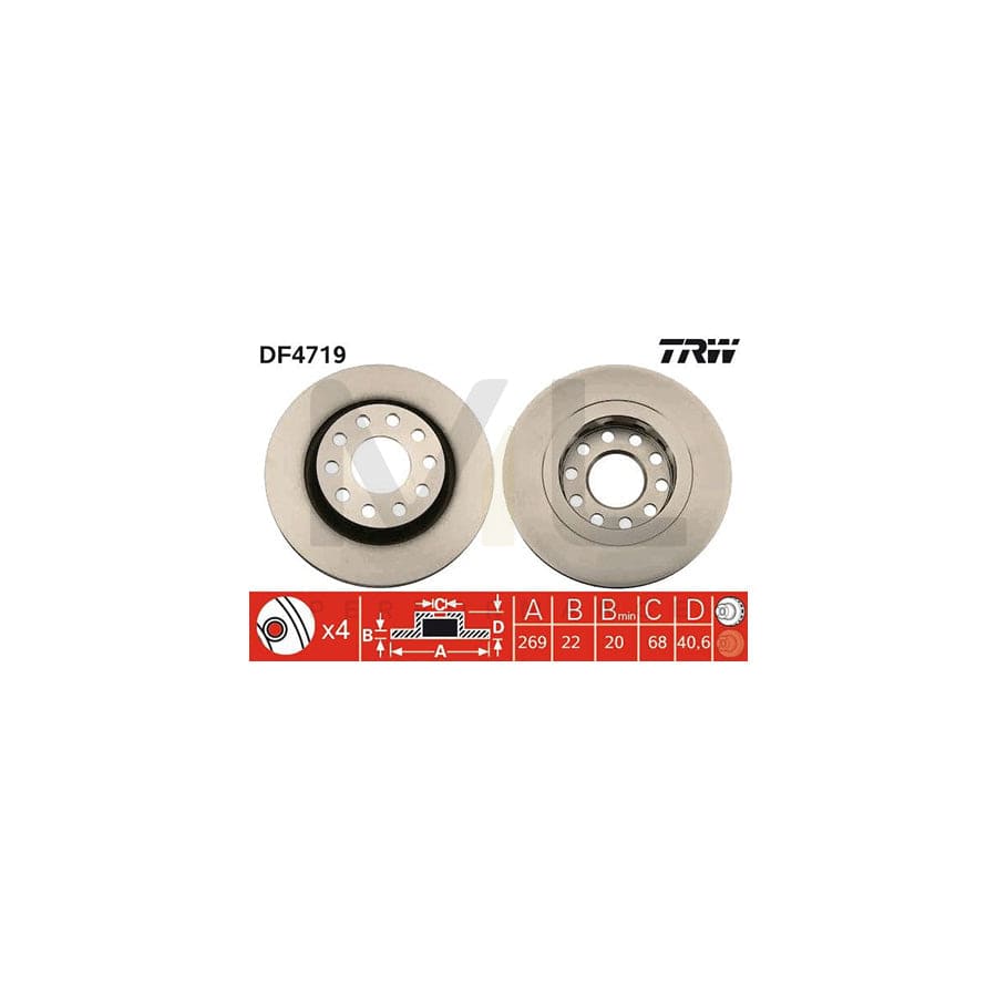 TRW DF4719 Brake Disc Vented, Painted | Performance Parts Direct Car Parts