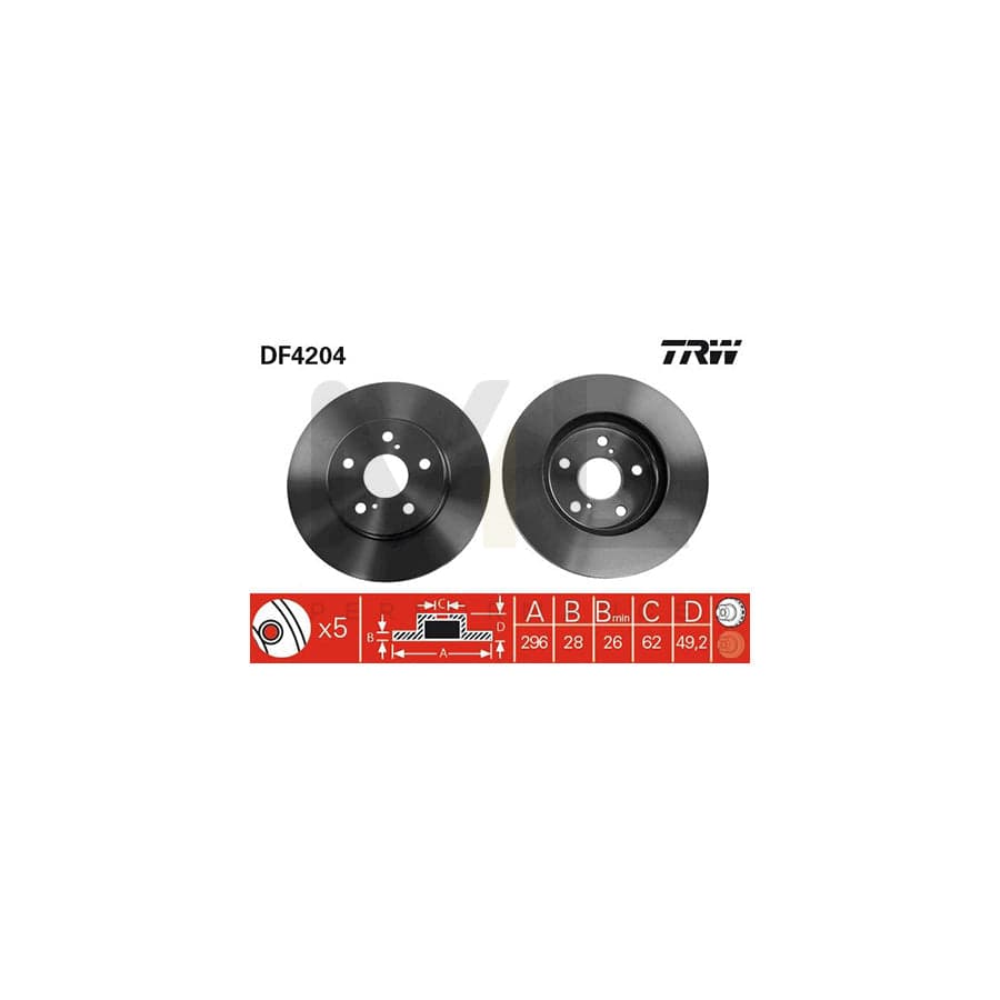 TRW DF4204 Brake Disc Vented, Painted | Performance Parts Direct Car Parts