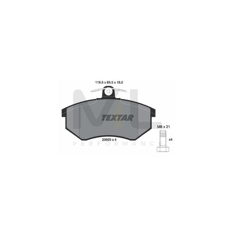 TEXTAR 2066928 Brake pad set not prepared for wear indicator, with brake caliper screws