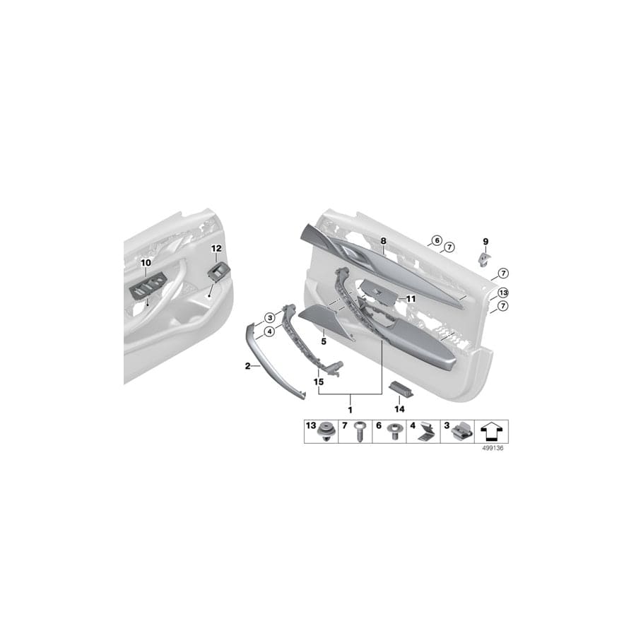 Genuine BMW 51417488620 G30 G31 Decor Trim, Wood, Poplar Grain, Right GRAU (Inc. 530eX, 520i 1.6 & 540dX)