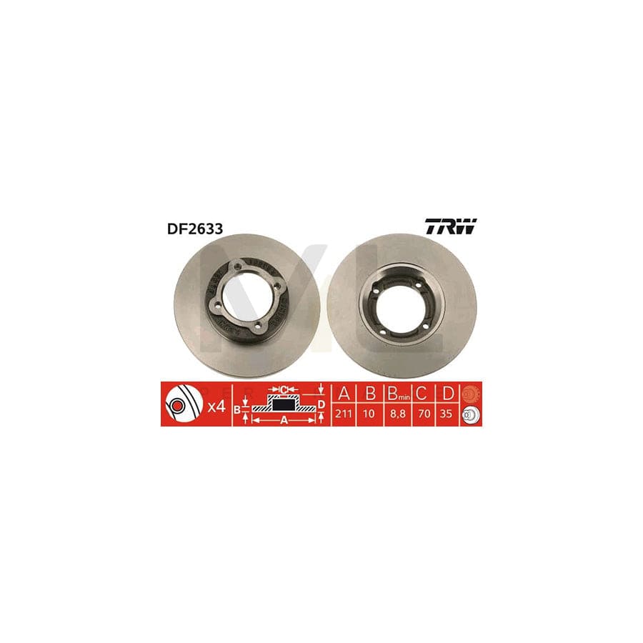 TRW DF2633 Brake Disc Solid, Painted | Performance Parts Direct Car Parts