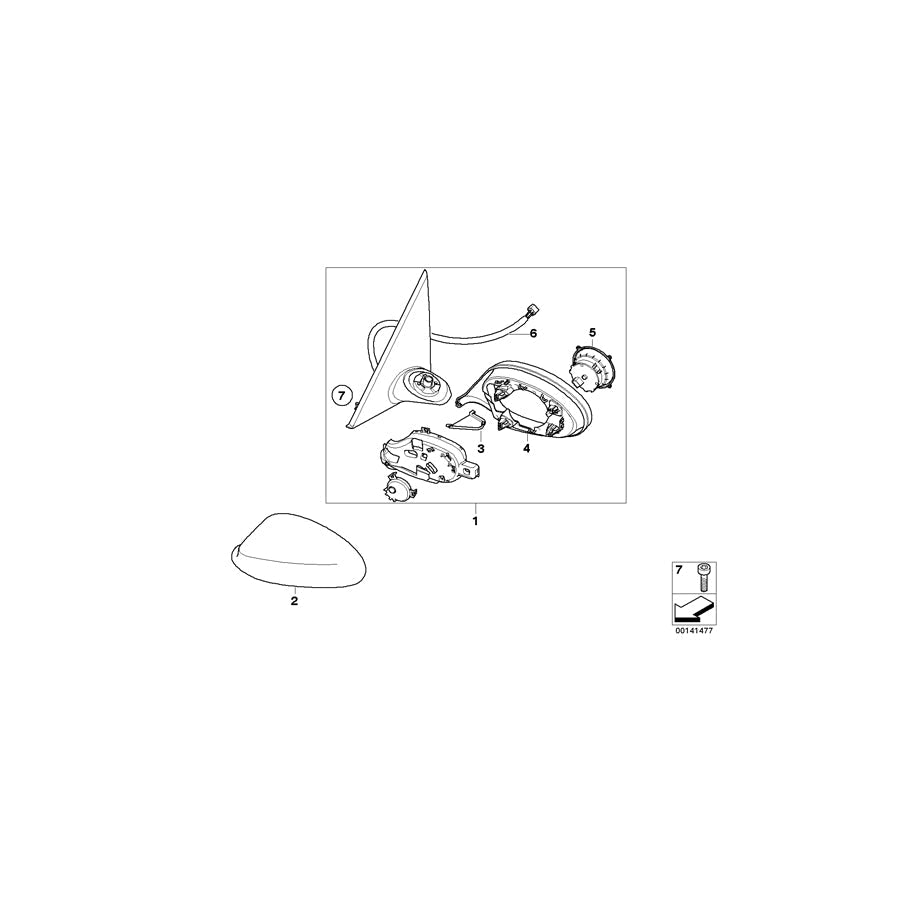 Genuine BMW 67137194056 E90 E81 E87 Wiring Electr.Ext.Mirror Co-Driver Side (Inc. 335is, 330xi & 335xi)