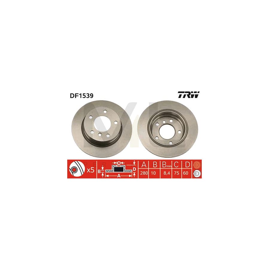 TRW DF1539 Brake Disc for BMW 3 Series Solid, Painted | Performance Parts Direct Car Parts
