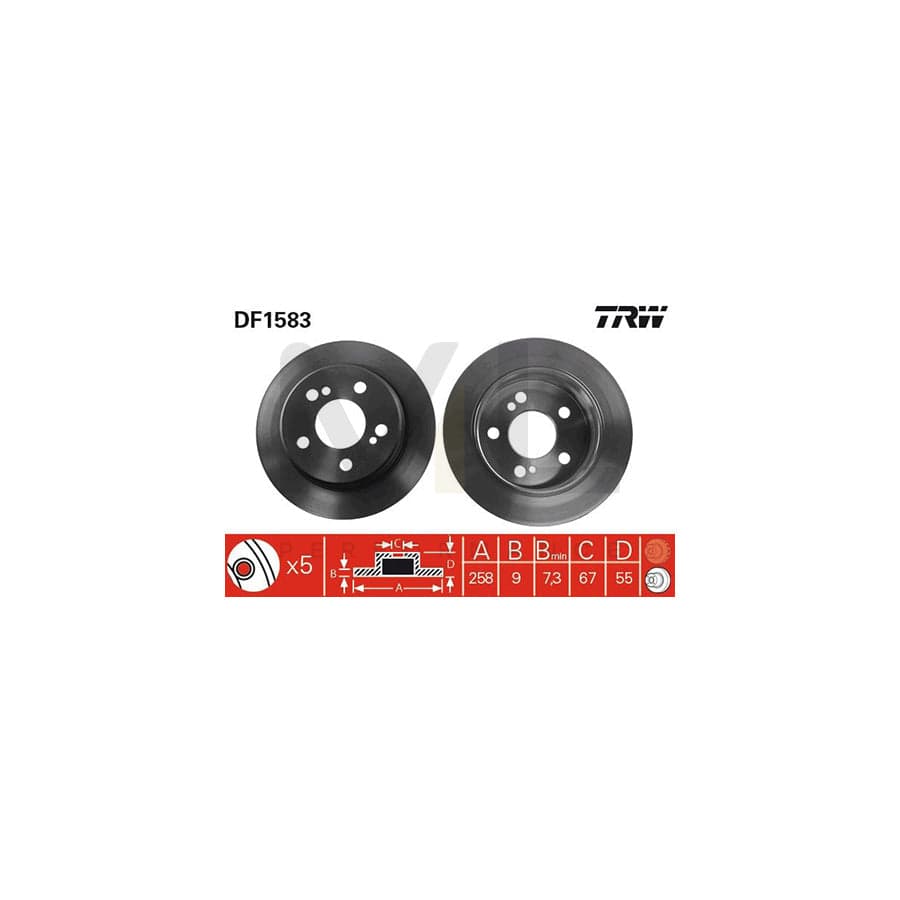 TRW DF1583 Brake Disc Solid, Painted, High-carbon | Performance Parts Direct Car Parts