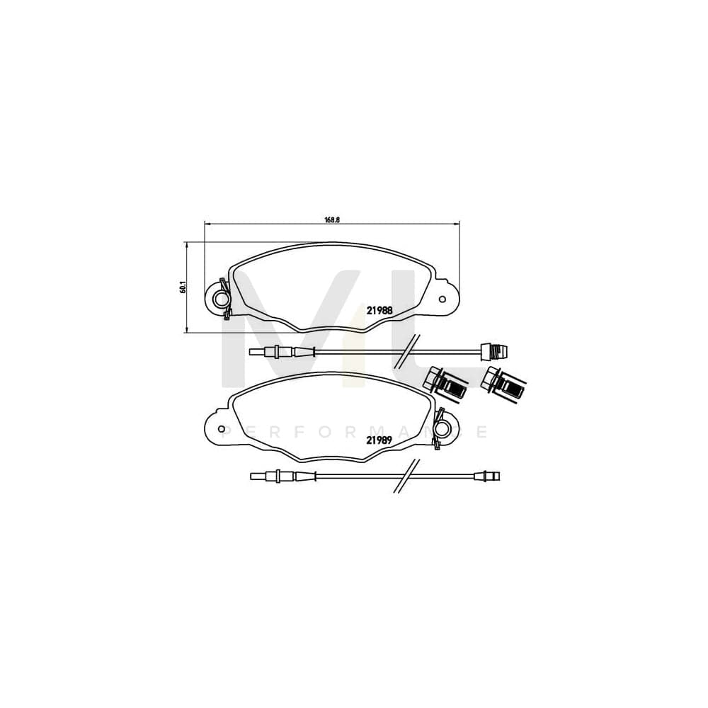 Brembo P 61 102 Brake Pad Set For Peugeot 206 With Brake Caliper Screws