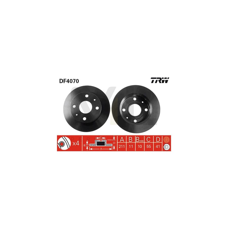 TRW DF4070 Brake Disc Solid, Painted | Performance Parts Direct Car Parts