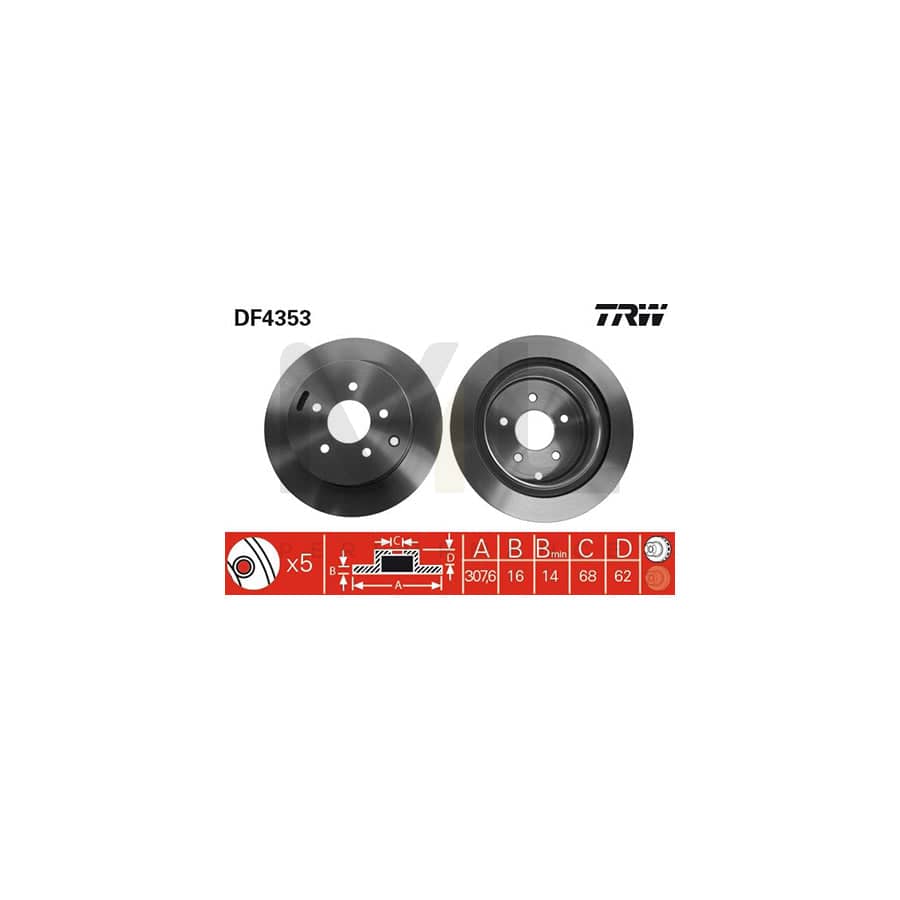 TRW DF4353 Brake Disc Vented, Painted | Performance Parts Direct Car Parts